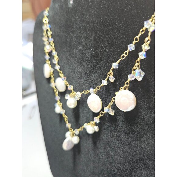 **Sale** DOL 2 strand cut AB crystals and pearl necklace - Picture 6 of 11